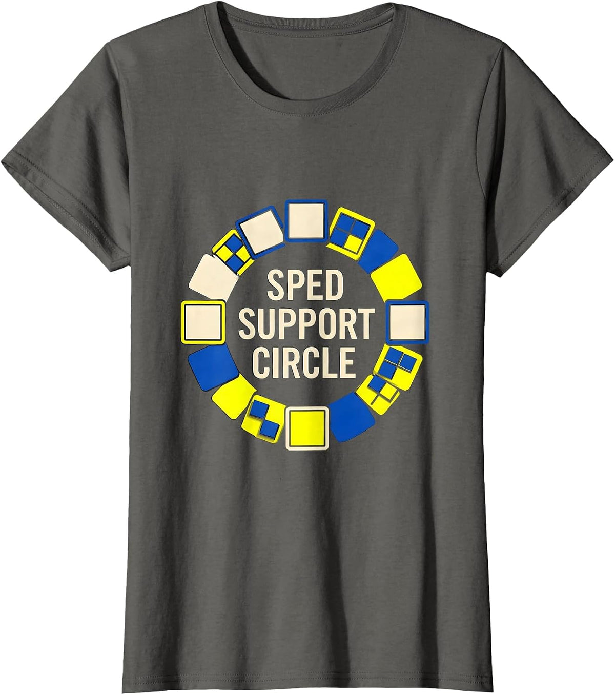 Women's SPED Support Circle Geometric Special Education Teacher T-Shirt - Asphalt Grey