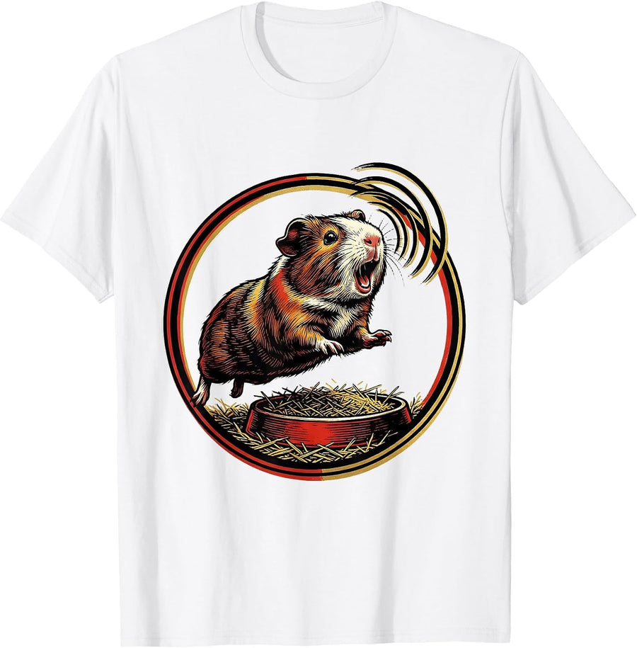 Men's Sealed Guinea Pig Badge Funny Pet Lover Gift T-Shirt - White