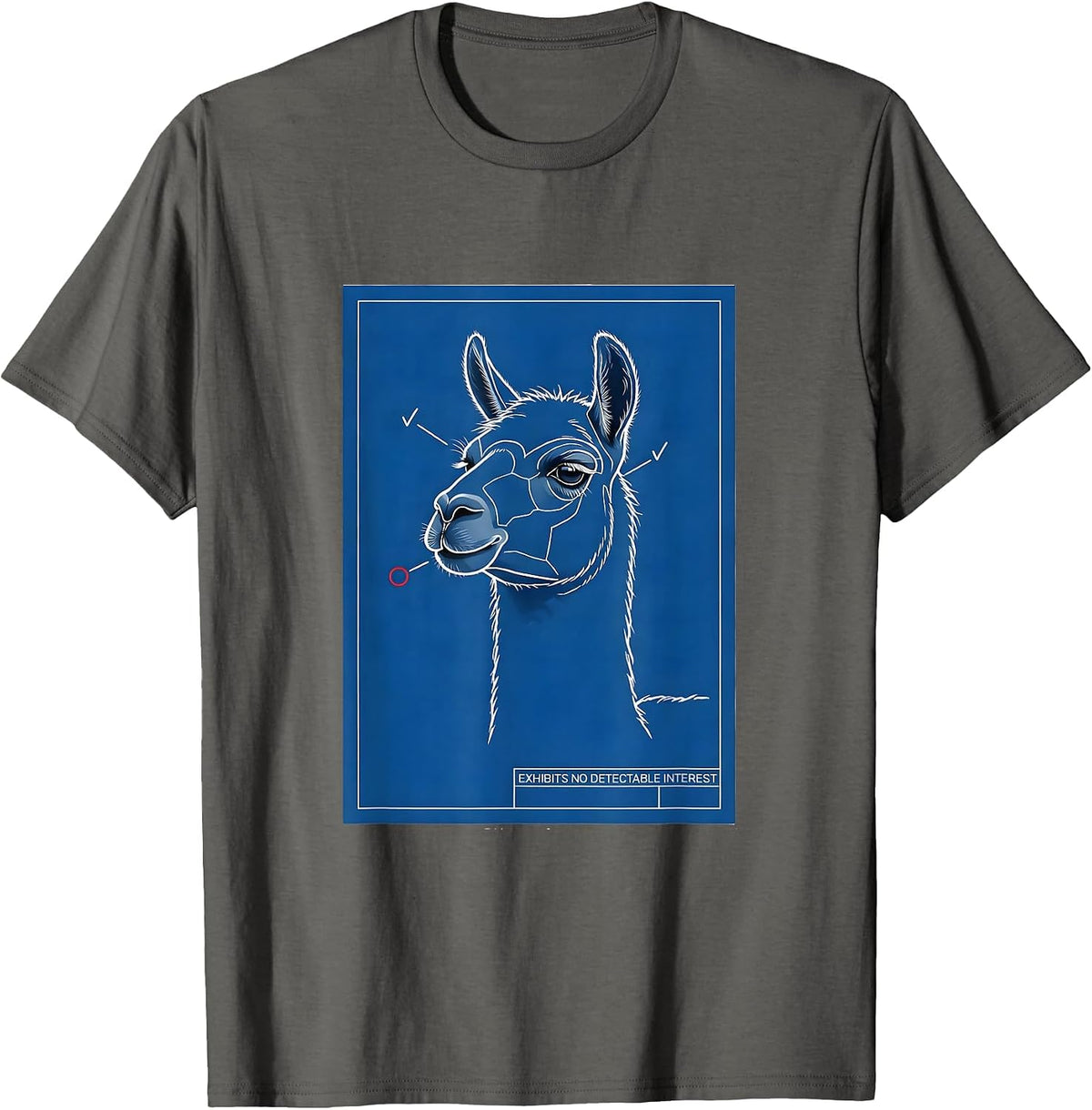 Men's Exhibits No Detectable Interest Funny Llama Alpaca Humor T-Shirt - Asphalt Grey