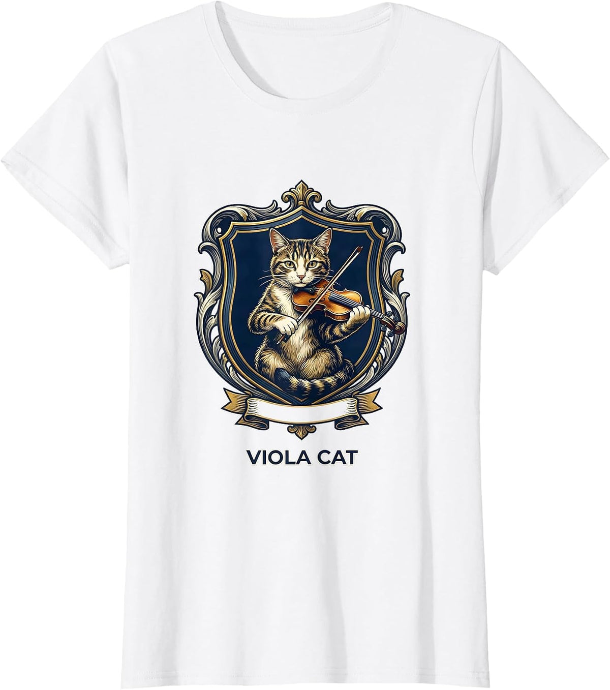 Viola Cat Whimsical Humor Musical Cat Owner Music Teacher T-Shirt - White