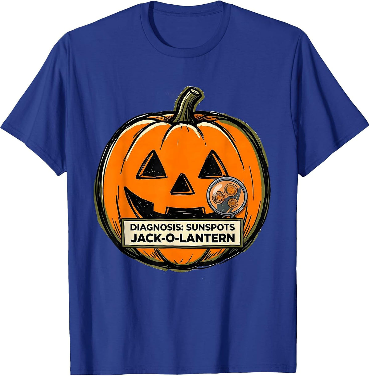 Diagnosis: Sunspots, Jack-O'-Lantern Funny Dermatology T-Shirt - Royal Blue