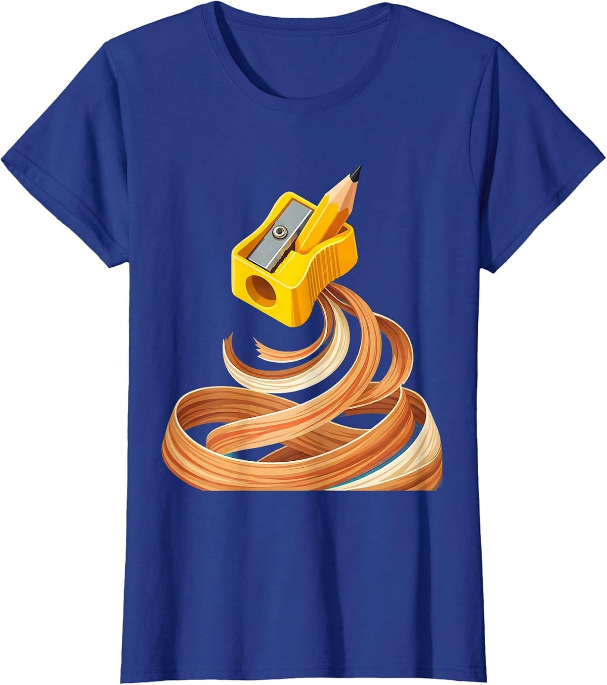 Women's Preschool Teacher Pencil Sharpener Art Design T-Shirt - Royal Blue