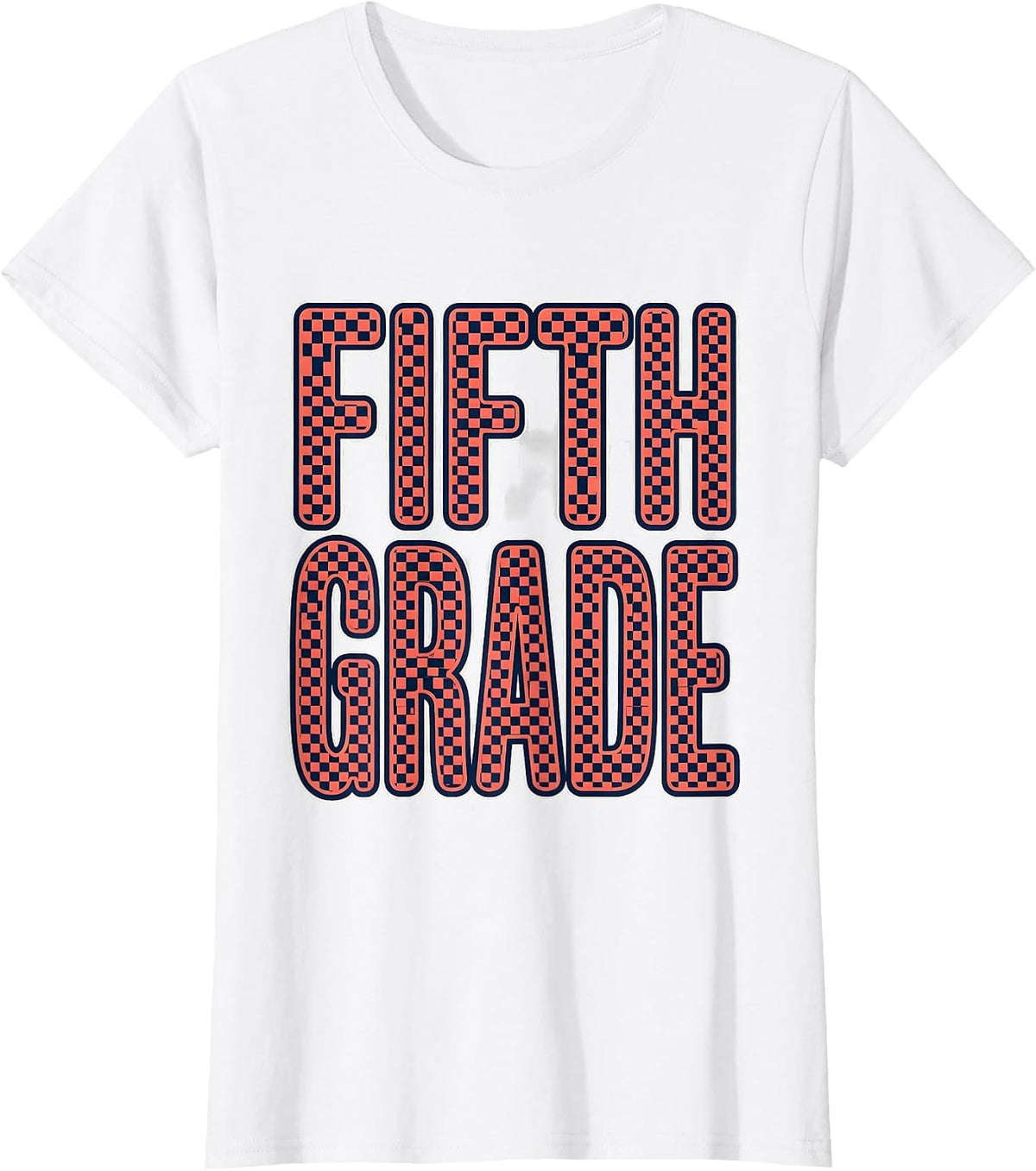 Women's Fifth Grade Retro Checkered Girl Teacher Back To School T-Shirt - White