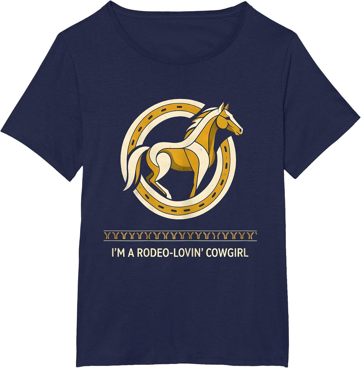 Women's I'm A Rodeo-Lovin' Cowgirl Midcentury Modern Western Pride T-Shirt - Navy Blue
