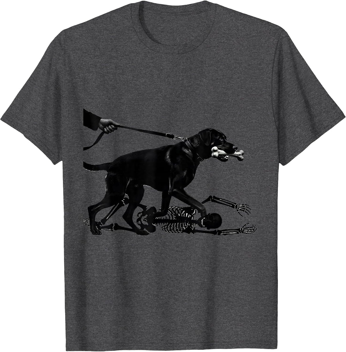 Men's Rhodesian Ridgeback Skeleton Chasing Halloween Dog Mom Humor T-Shirt - Dark Heather Grey