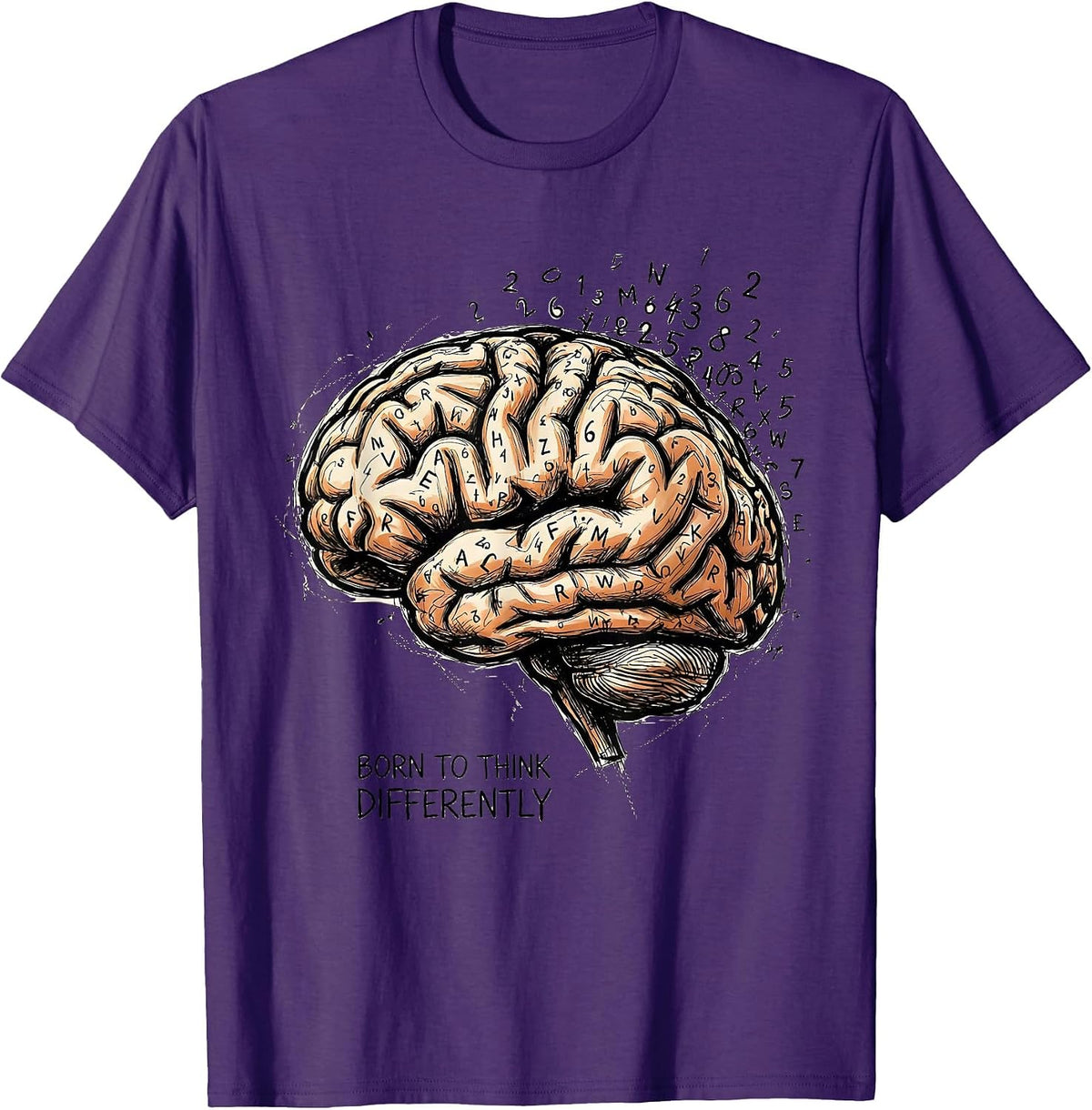 Men's Born to Think Differently Dyslexia Awareness Design T-Shirt - Purple