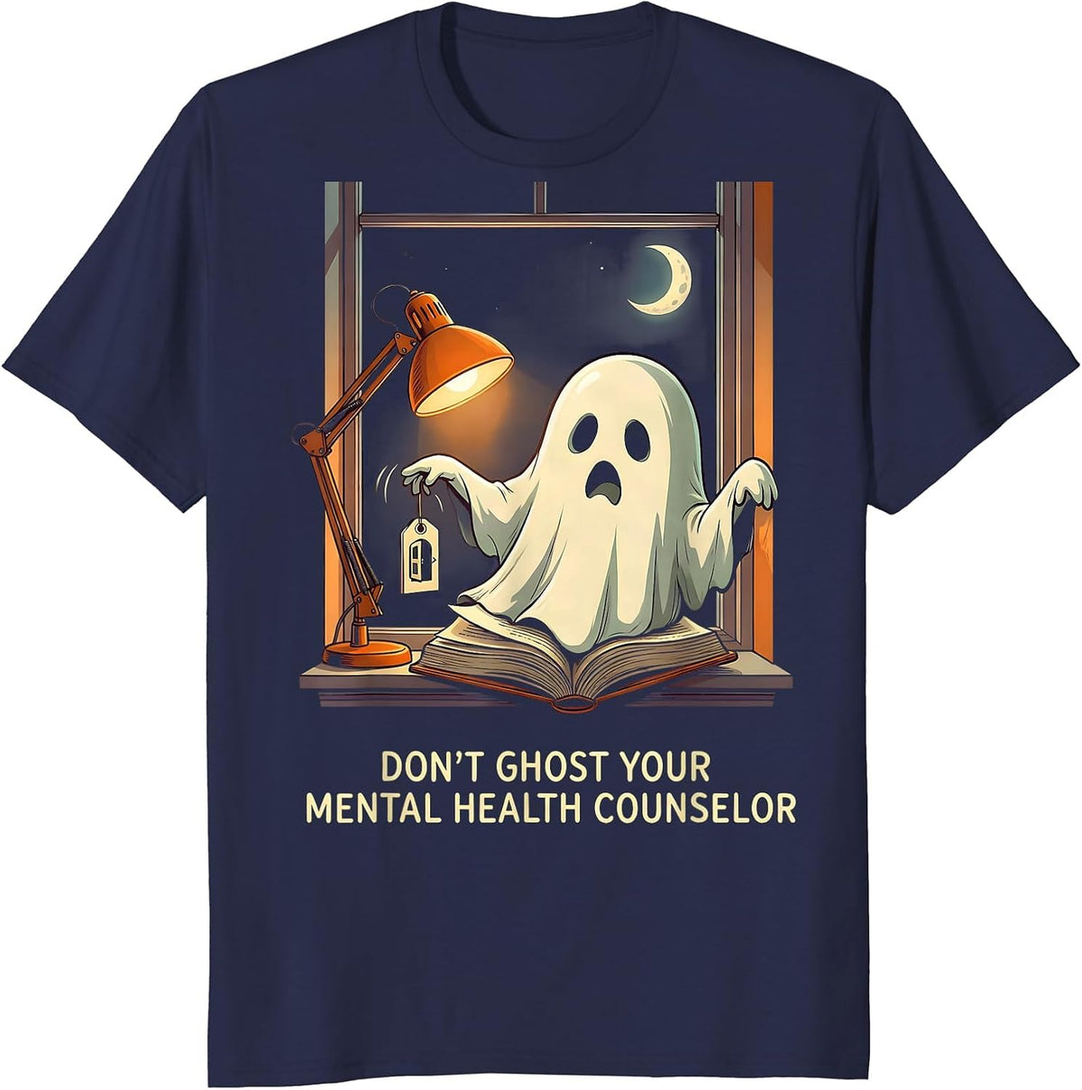 Don't Ghost Your Mental Health Counselor Funny Halloween T-Shirt - Navy Blue