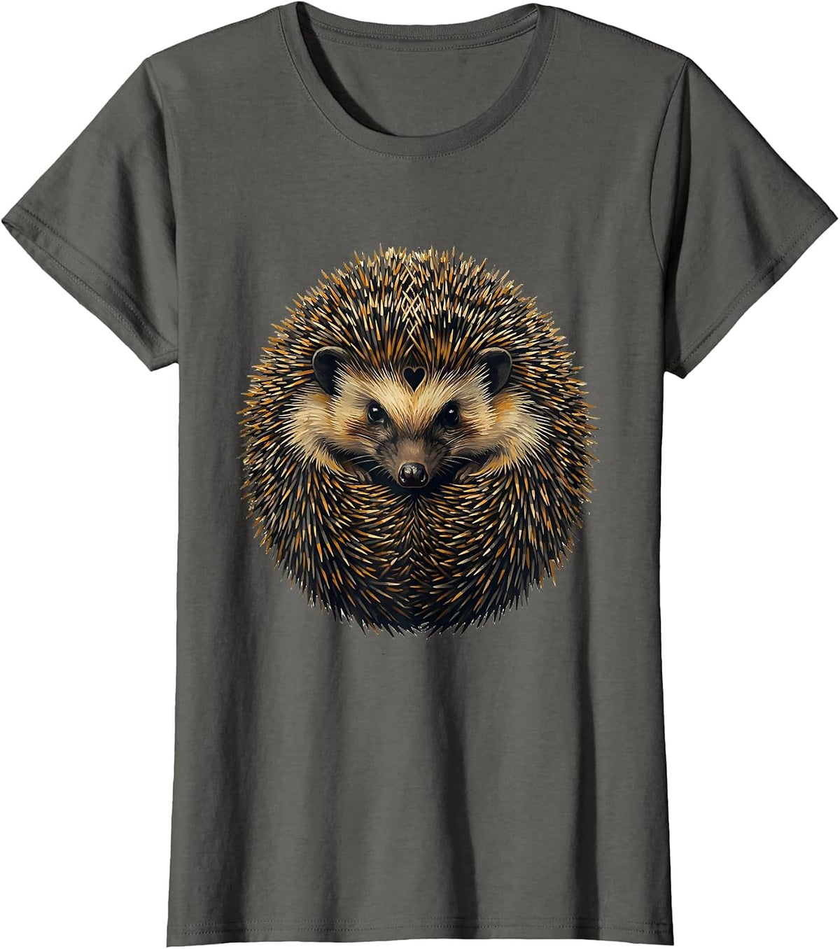 Women's Hedgehog Curl Ball Cute Animal Humor Gift T-Shirt - Asphalt Grey
