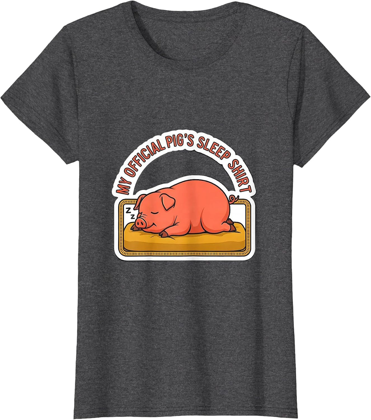 Women's My Official Pig's Sleep Shirt Funny Animal Pajama Pig Lover T-Shirt - Dark Heather Grey