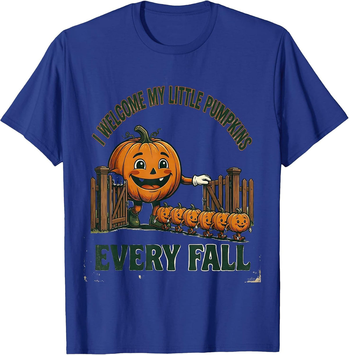 Men's I Welcome My Little Pumpkins Every Fall Teacher T-Shirt - Royal Blue