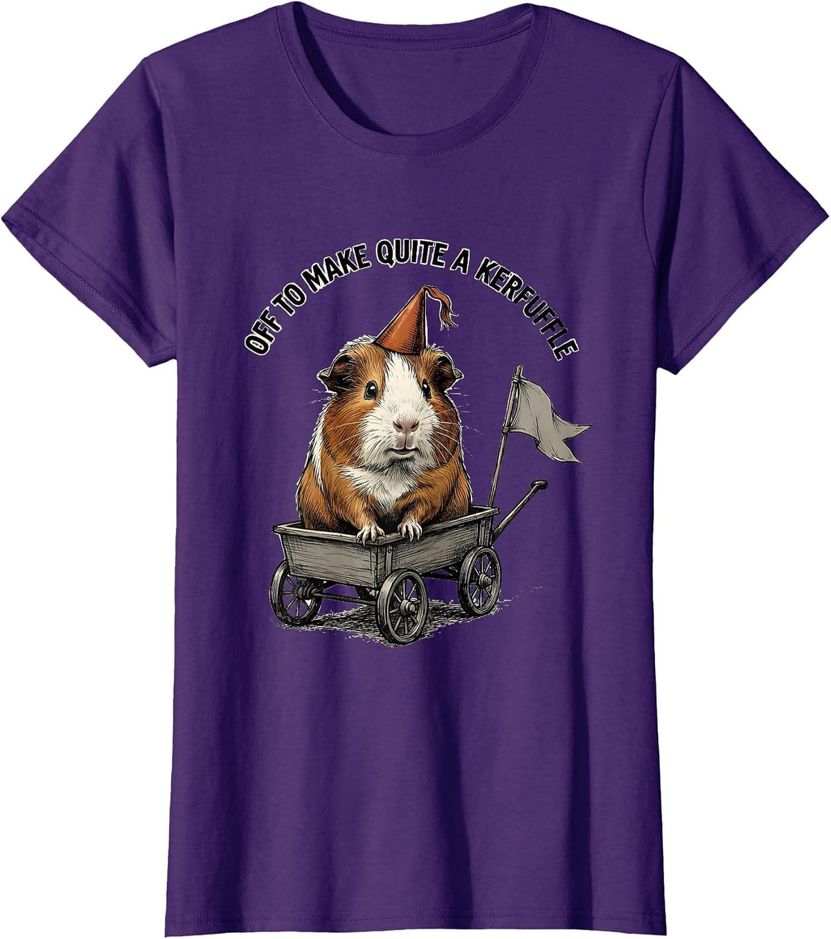 Women's Off To Make Quite A Kerfuffle Hand-Sketched Animal Meme T-Shirt - Purple
