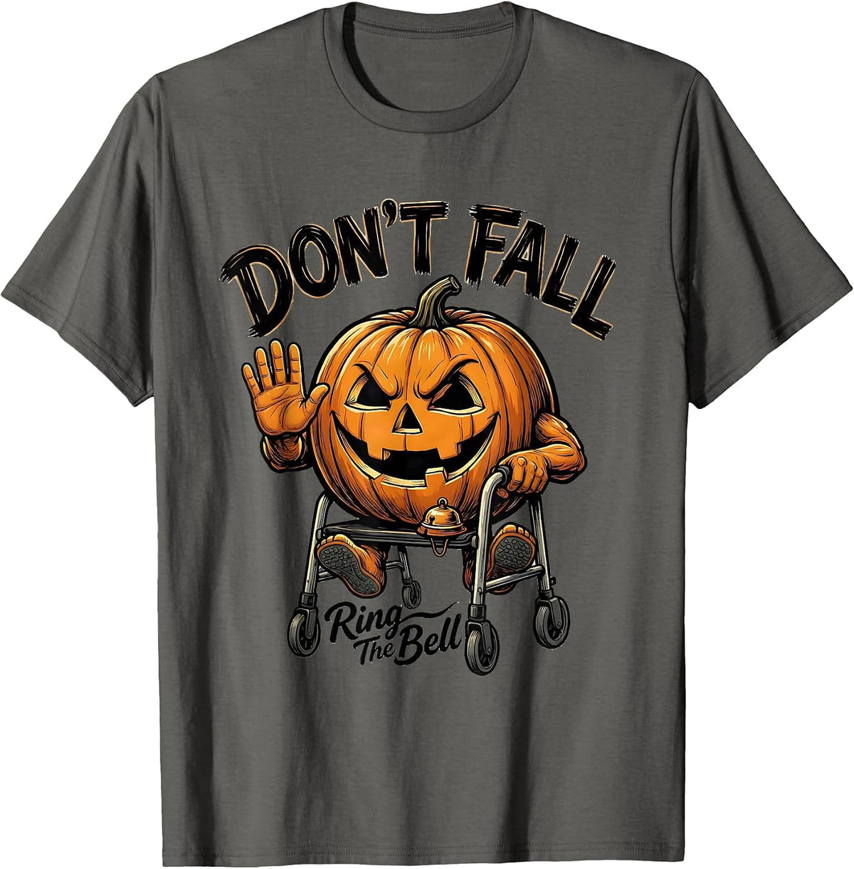 Men's Don't Fall Ring The Bell Funny Nurse Physical Therapy T-Shirt - Asphalt Grey