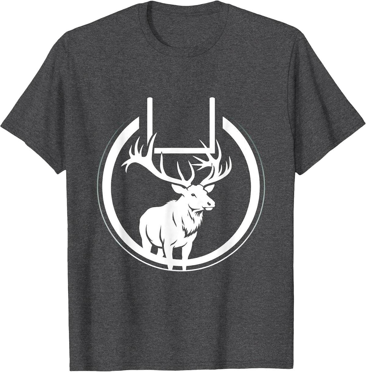 Elk Spirit Animal Football Goalpost Antlers T-Shirt - Dark Heather Grey
