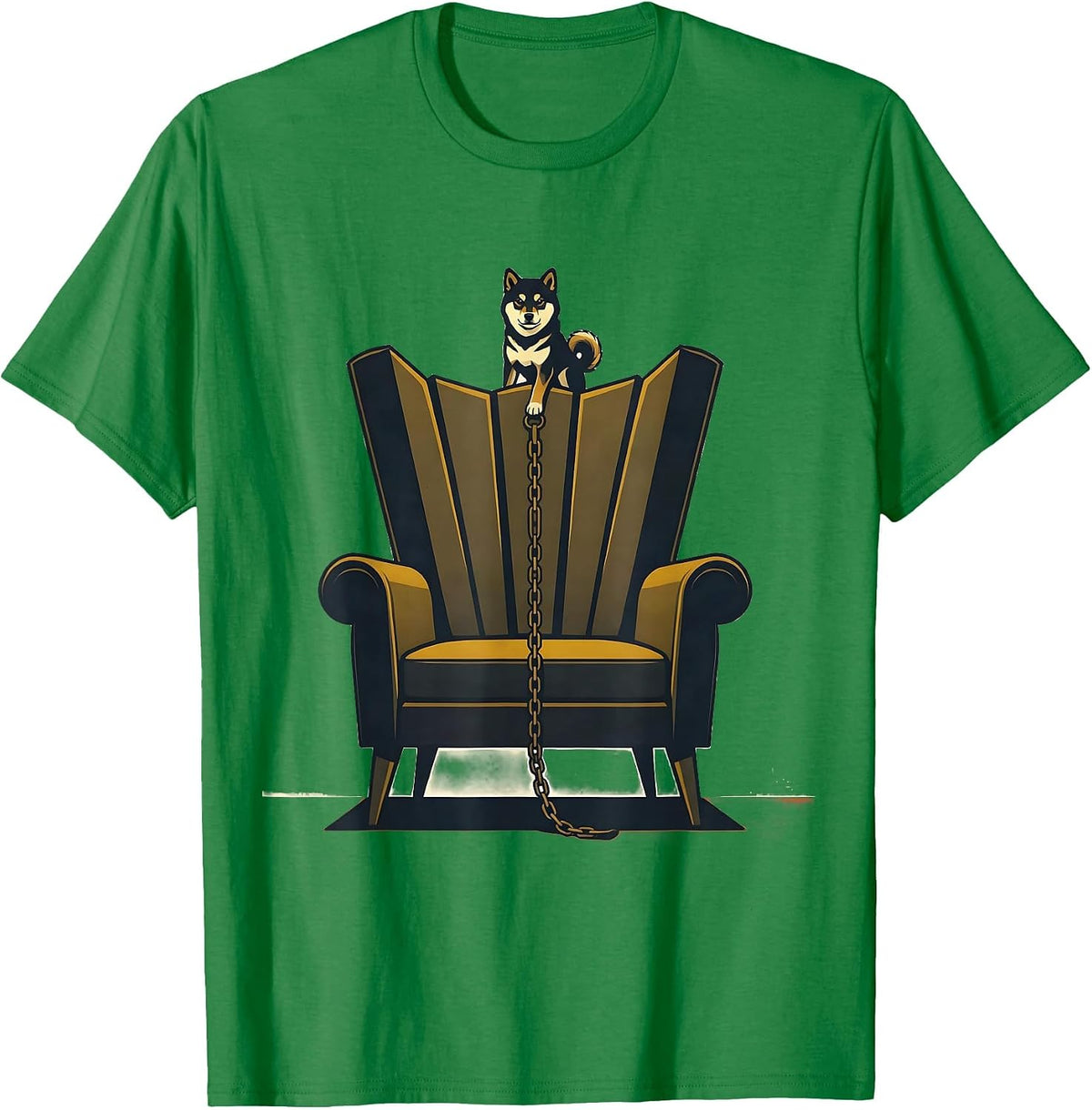 Men's Shiba Inu Throne Chair Midcentury Modern Dog Lover Gift T-Shirt - Kelly Green