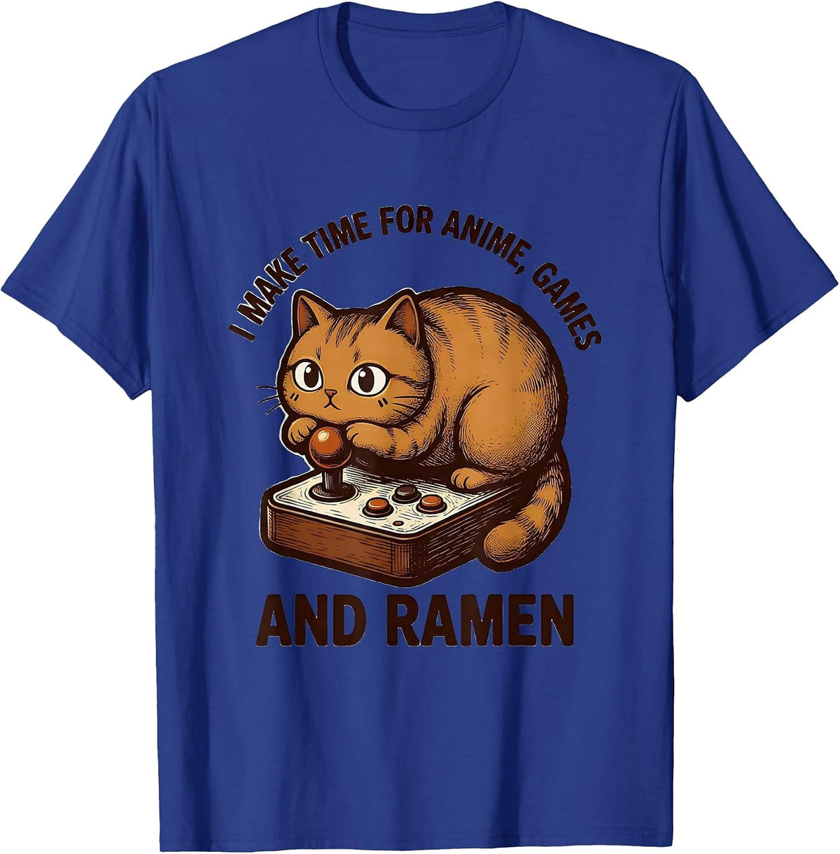 I Make Time For Anime, Games And Ramen Kawaii Cat Gamer T-Shirt - Royal Blue