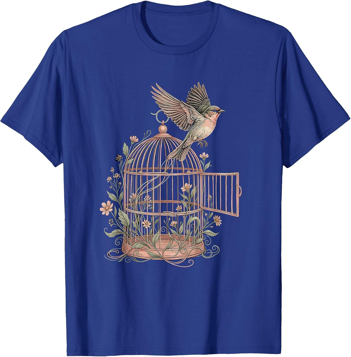Men's Down Syndrome Awareness Open Birdcage Freedom Design T-Shirt - Royal Blue