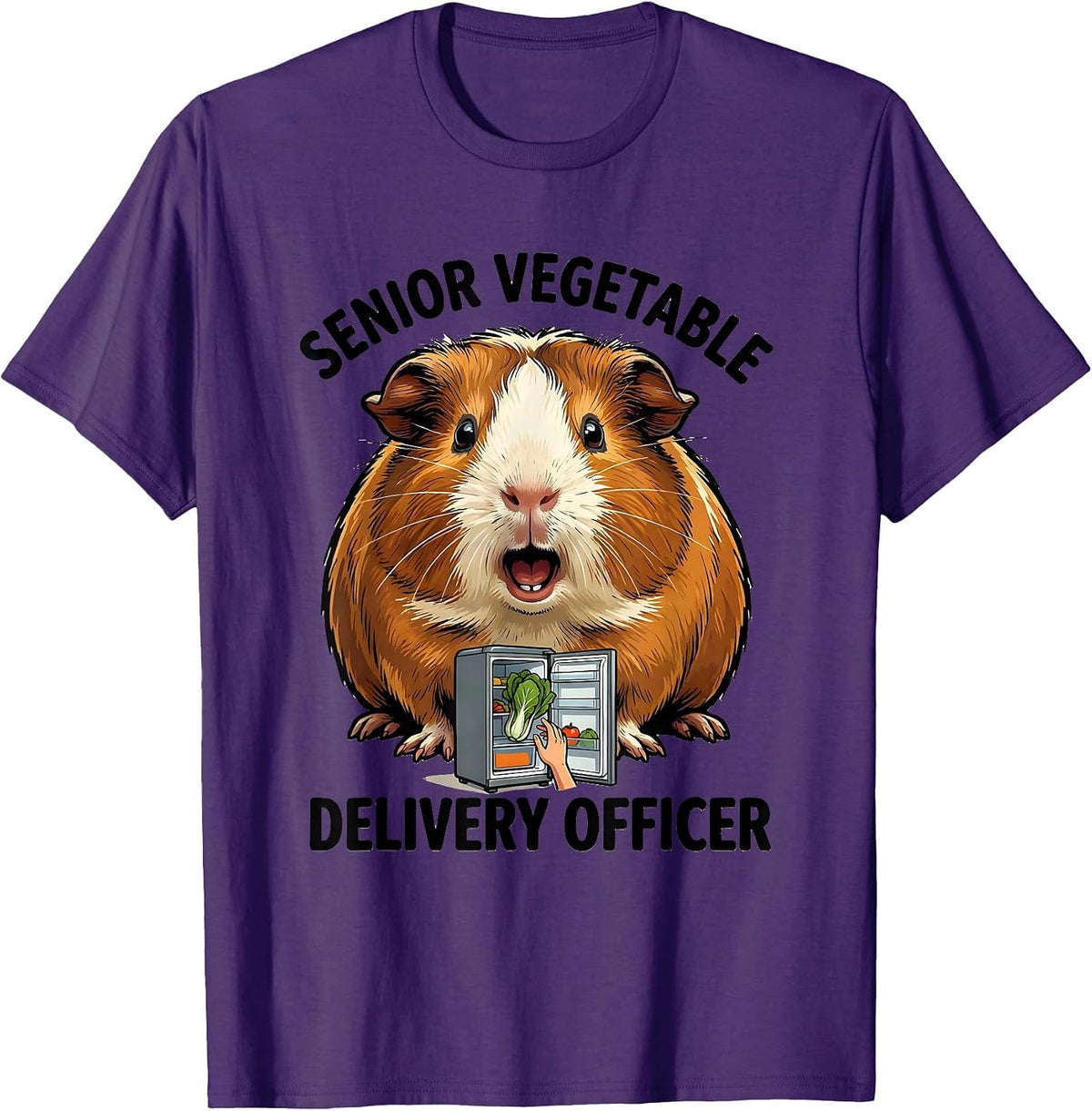 Senior Vegetable Delivery Officer Cute Guinea Pig Pet Lover T-Shirt - Purple