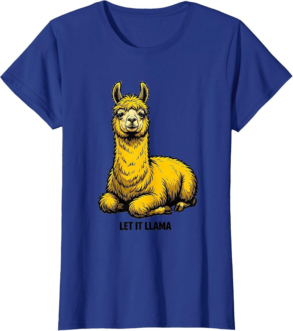 Women's Let It Llama Funny Llama Alpaca Novelty Humor Casual Wear T-Shirt - Royal Blue