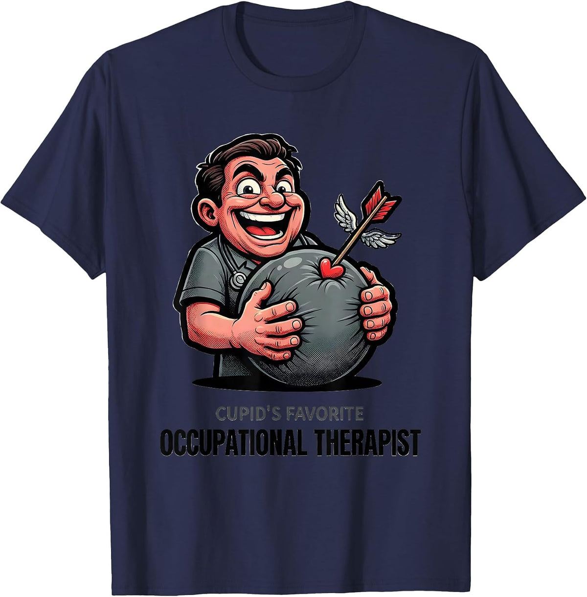 Men's Cupid's Favorite Occupational Therapist Funny T-Shirt - Navy Blue