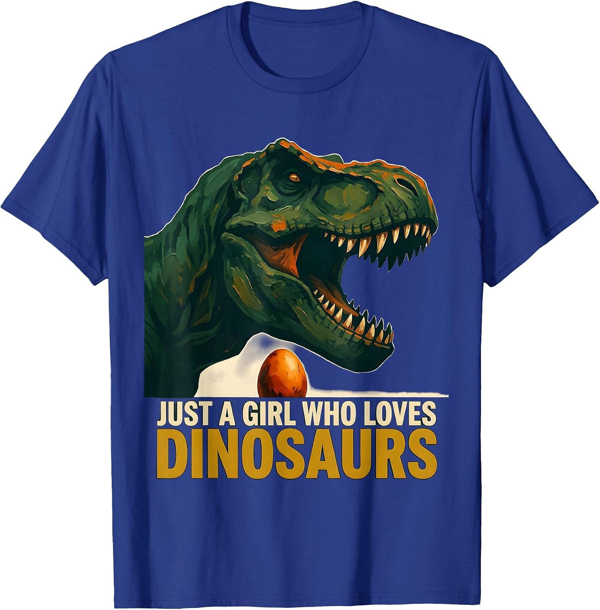 Just A Girl Who Loves Dinosaurs Cute Girl Dinosaur Lover T-Shirt - Royal Blue