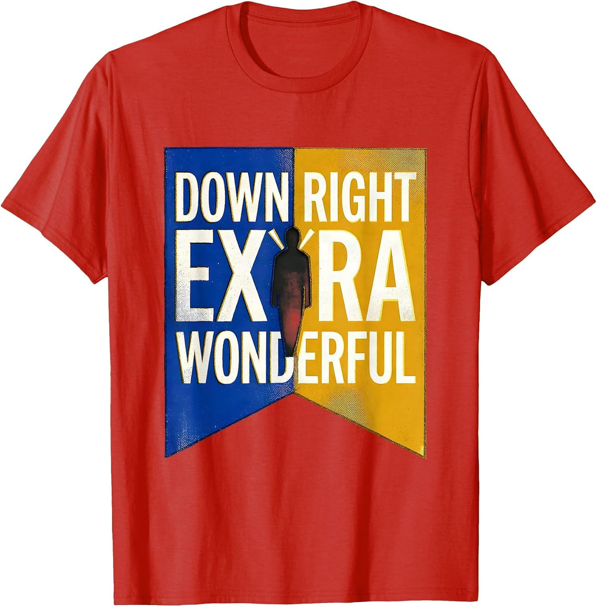 Men's Down Right Extra Wonderful Risograph Down Syndrome Awareness T-Shirt - Red