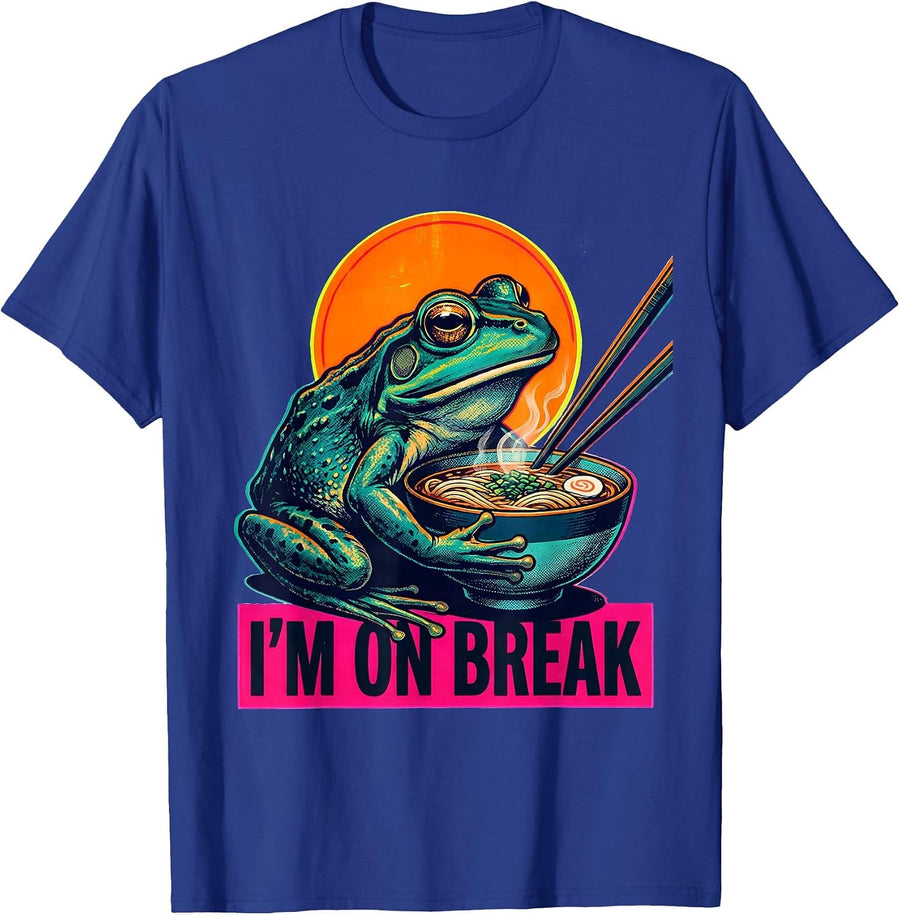 I’m On Break Funny Grumpy Frog Ramen Anime Art T-Shirt - Royal Blue