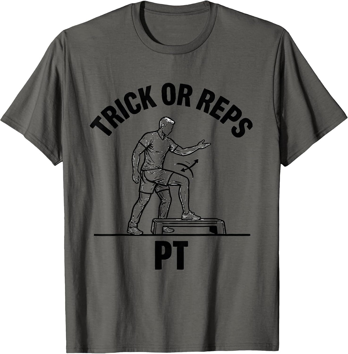 Men's Trick Or Reps PT Ghost Physical Therapy Halloween Humor T-Shirt - Asphalt Grey