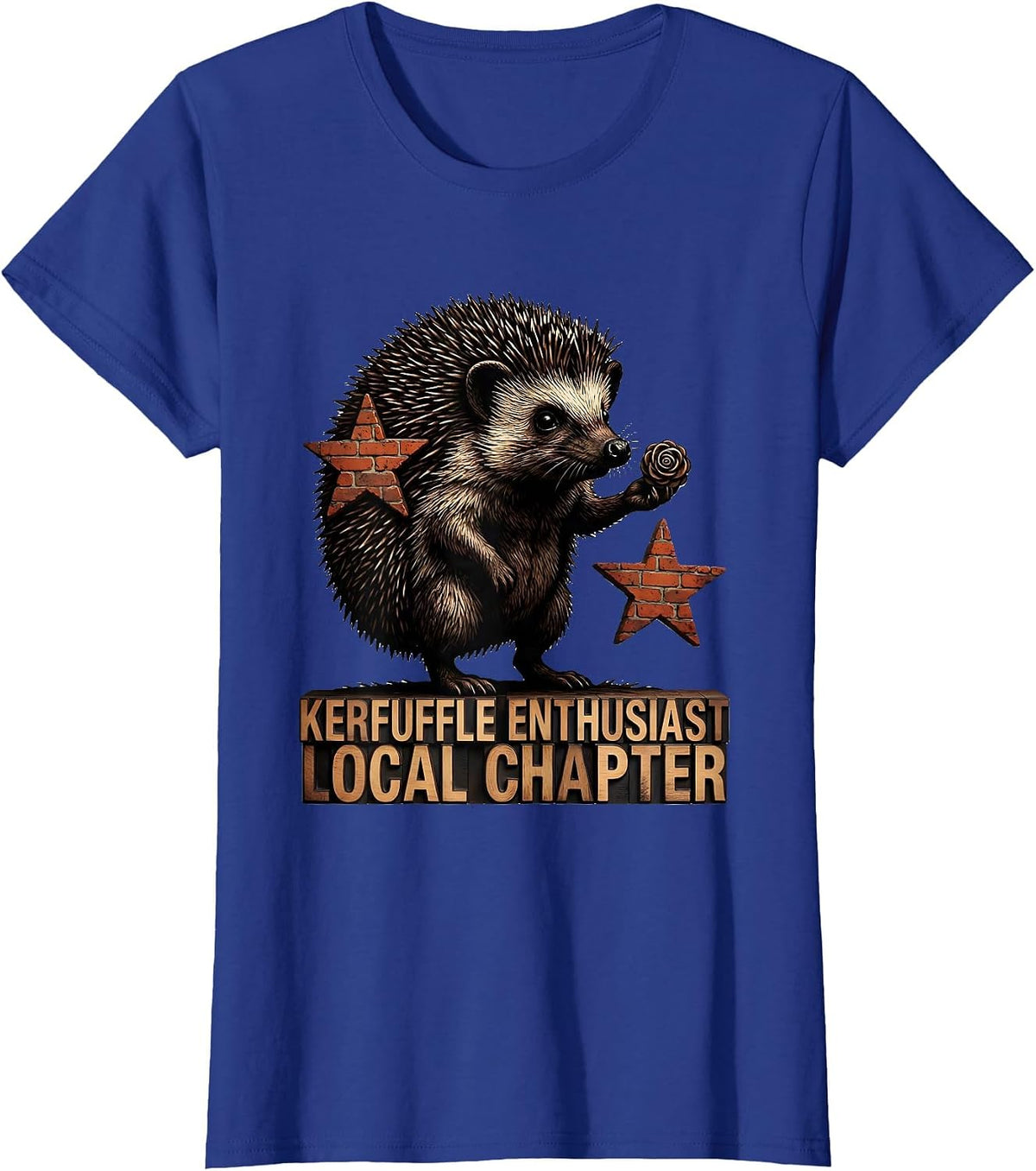 Women's Kerfuffle Enthusiast Local Chapter Whimsical Hedgehog Meme T-Shirt - Royal Blue