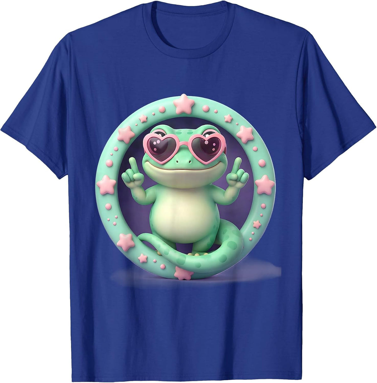 Men's Rizz Em With The Tism Finger-Guns Gecko T-Shirt - Royal Blue
