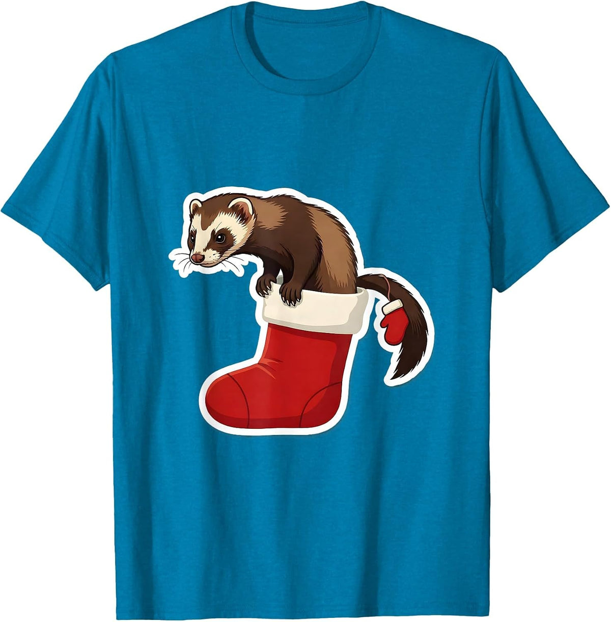 Masked Ferret Holiday Stocking Funny Ferret Lover Gift T-Shirt - Sapphire Blue