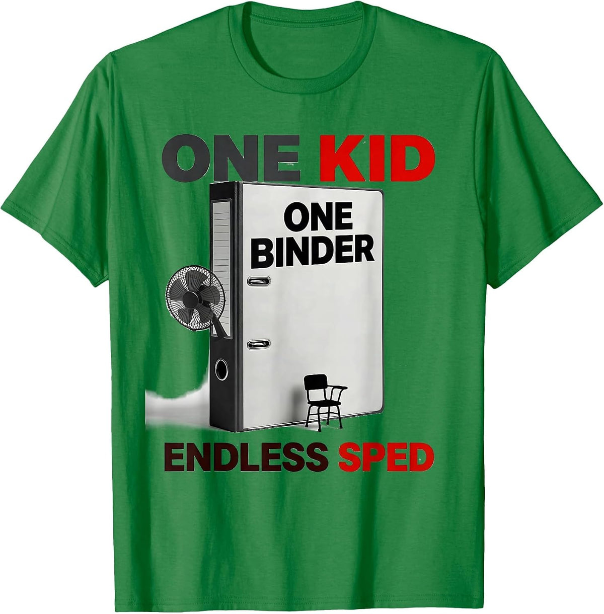 Men's One Kid One Binder Endless SPED Special Education Teacher T-Shirt - Kelly Green