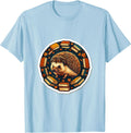 Men's Fall Teacher Hedgehog with Stacked Books Design T-Shirt - Baby Blue
