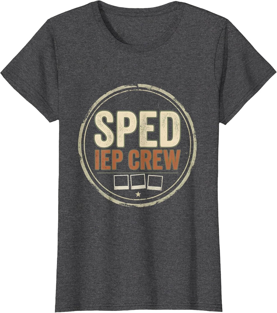 Women's SPED IEP Crew Distressed Special Education Teacher Dream T-Shirt - Dark Heather Grey