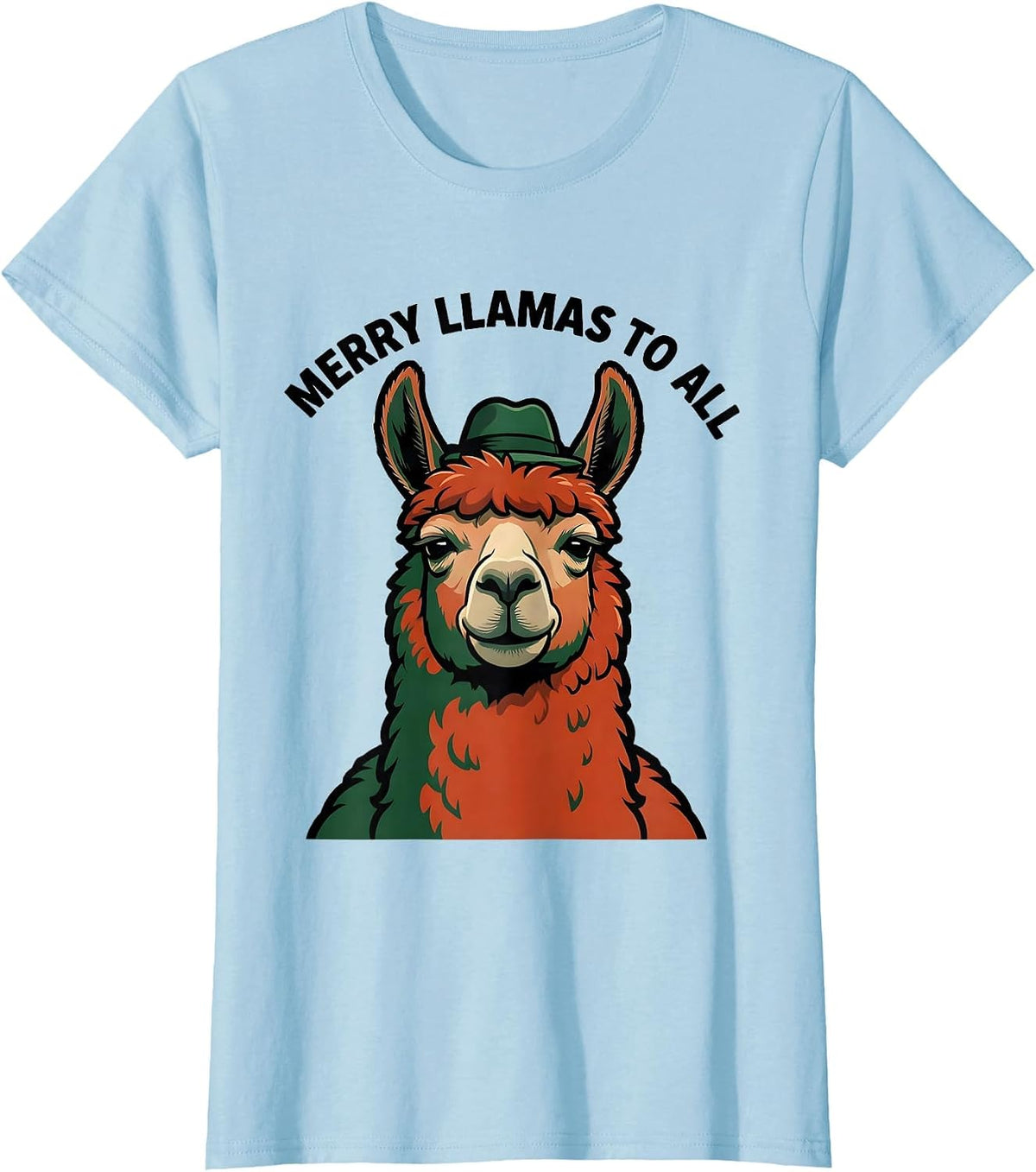 Merry Llamas To All Funny Llama Alpaca Novelty Humor T-Shirt - Baby Blue
