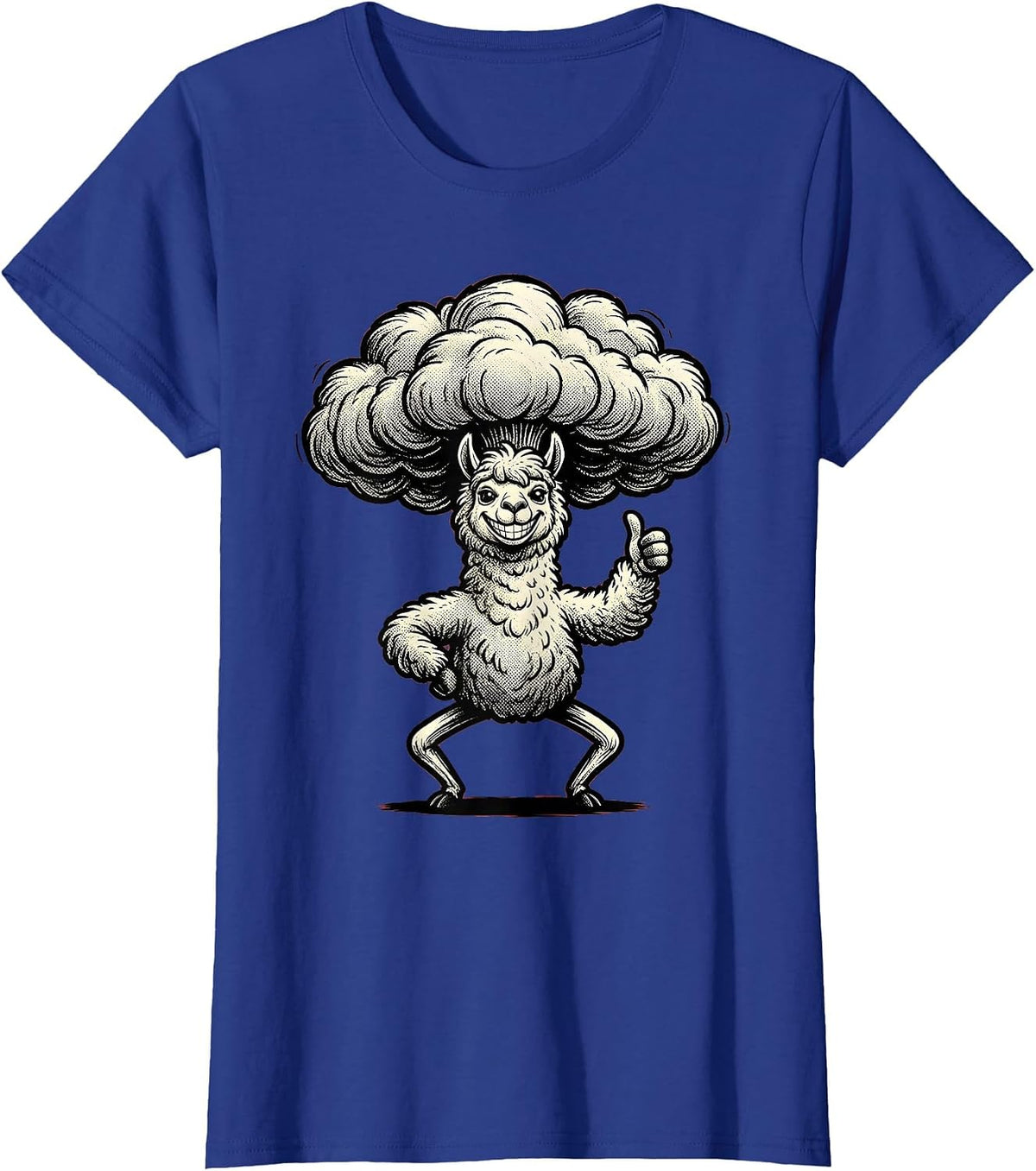 Women's Funny Fluffy Alpaca Ridiculous Haircut Proud Pose T-Shirt - Royal Blue
