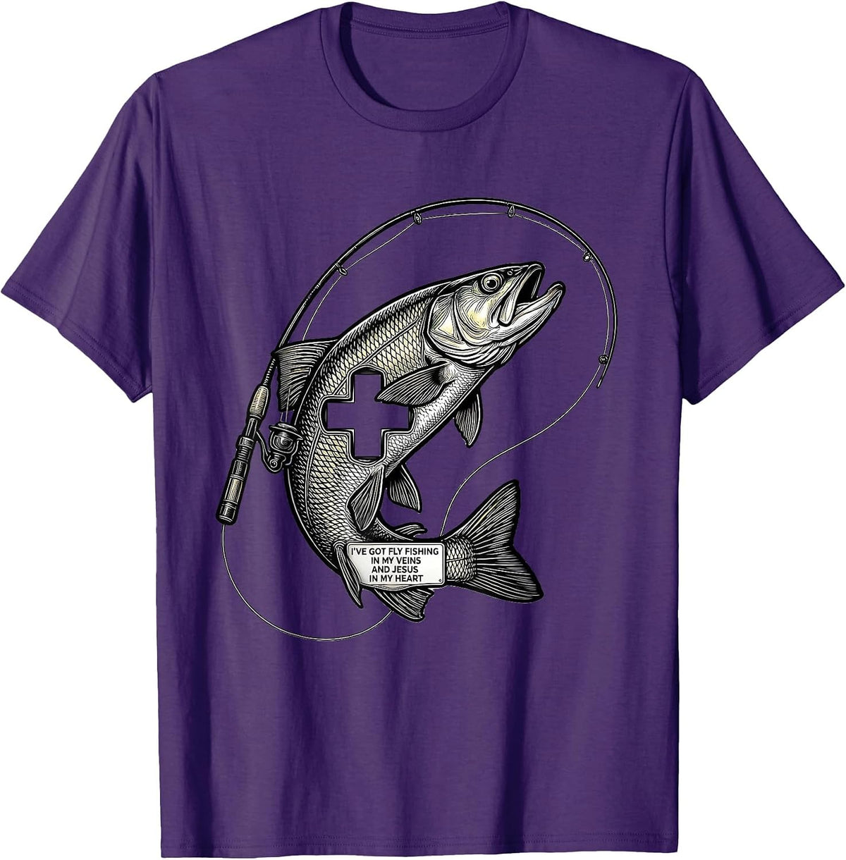 I've Got Fly Fishing In My Veins And Jesus In My Heart T-Shirt - Purple