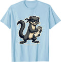 Men's Ferret Felon Funny Ferret Lover Mascot Logo T-Shirt - Baby Blue