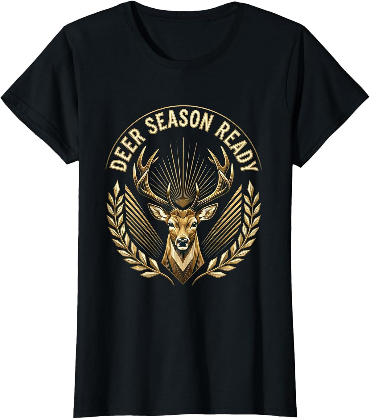 Deer Season Ready Camo Hunting Design T-Shirt - Black
