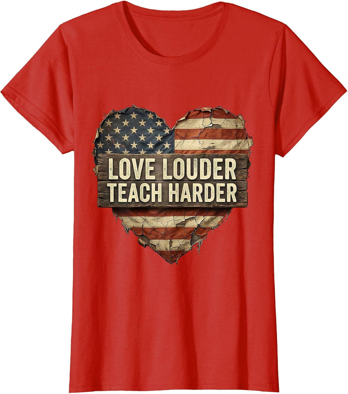 Love Louder Teach Harder Sped Teacher Design T-Shirt - Red