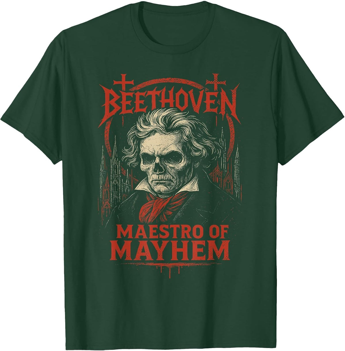 Ludwig Van Beethoven Classical Music Composer Death Metal T-Shirt - Dark Green