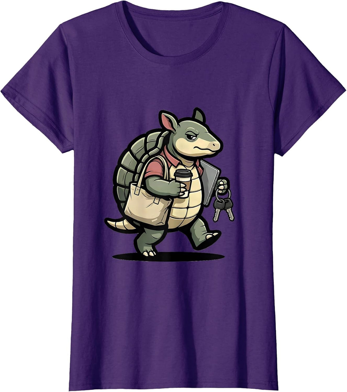 Women's Armadillo Mascot Social Worker Advocacy Humor Work T-Shirt - Purple