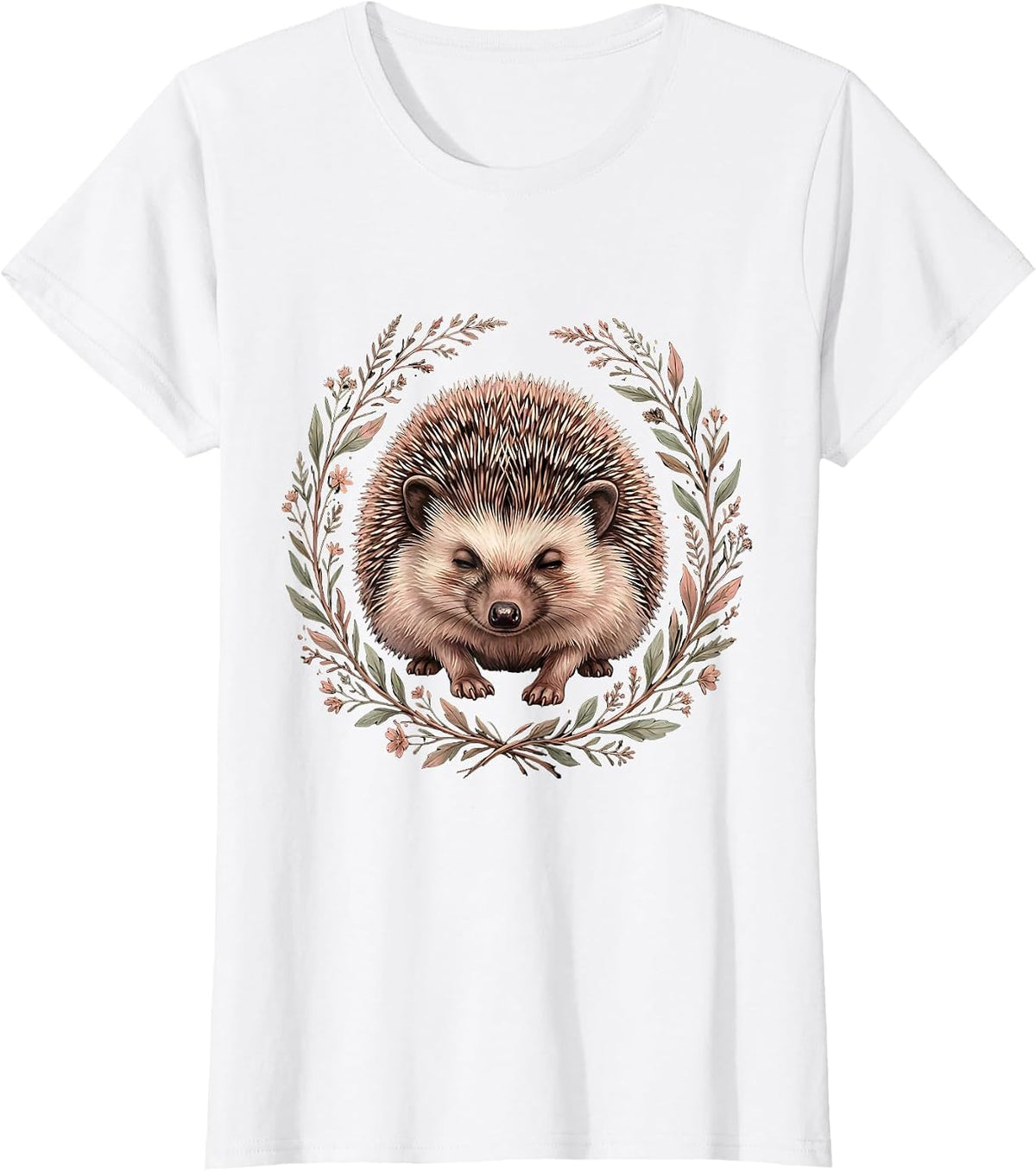 Women's Hedgehog Free Hugs Cute Cautious Hug Illustration T-Shirt - White