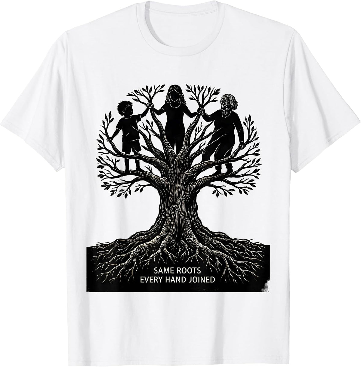 Men's Same Roots, Every Hand Joined Family Reunion Matching Group T-Shirt - White