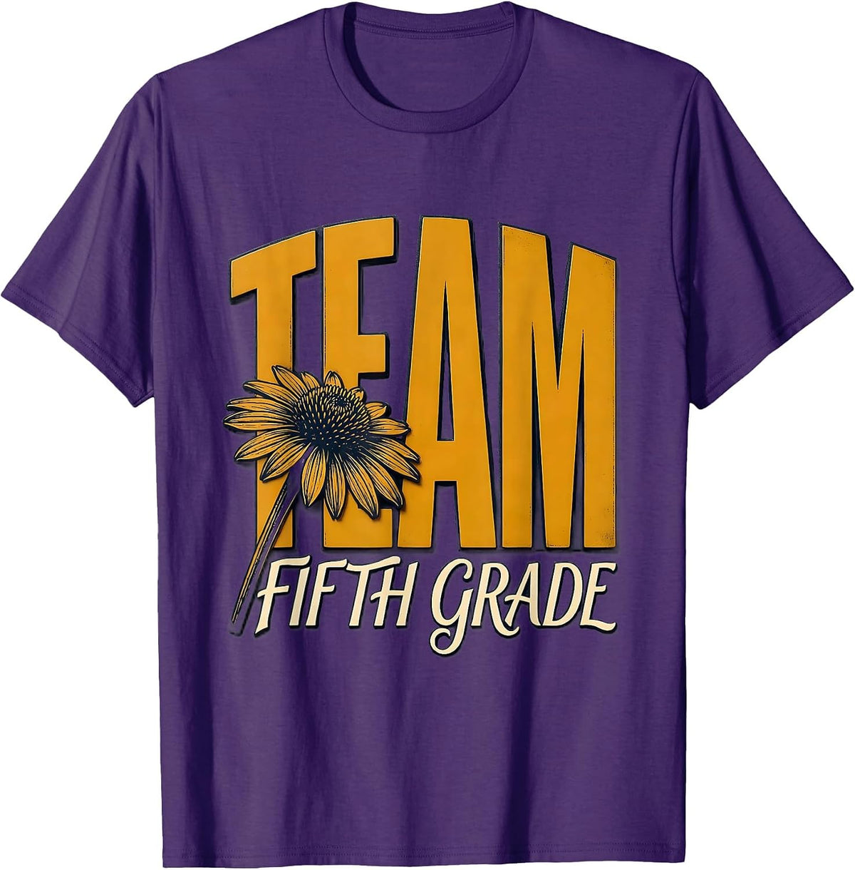 Team Fifth Grade Wood Type Letterpress Back To School T-Shirt - Purple