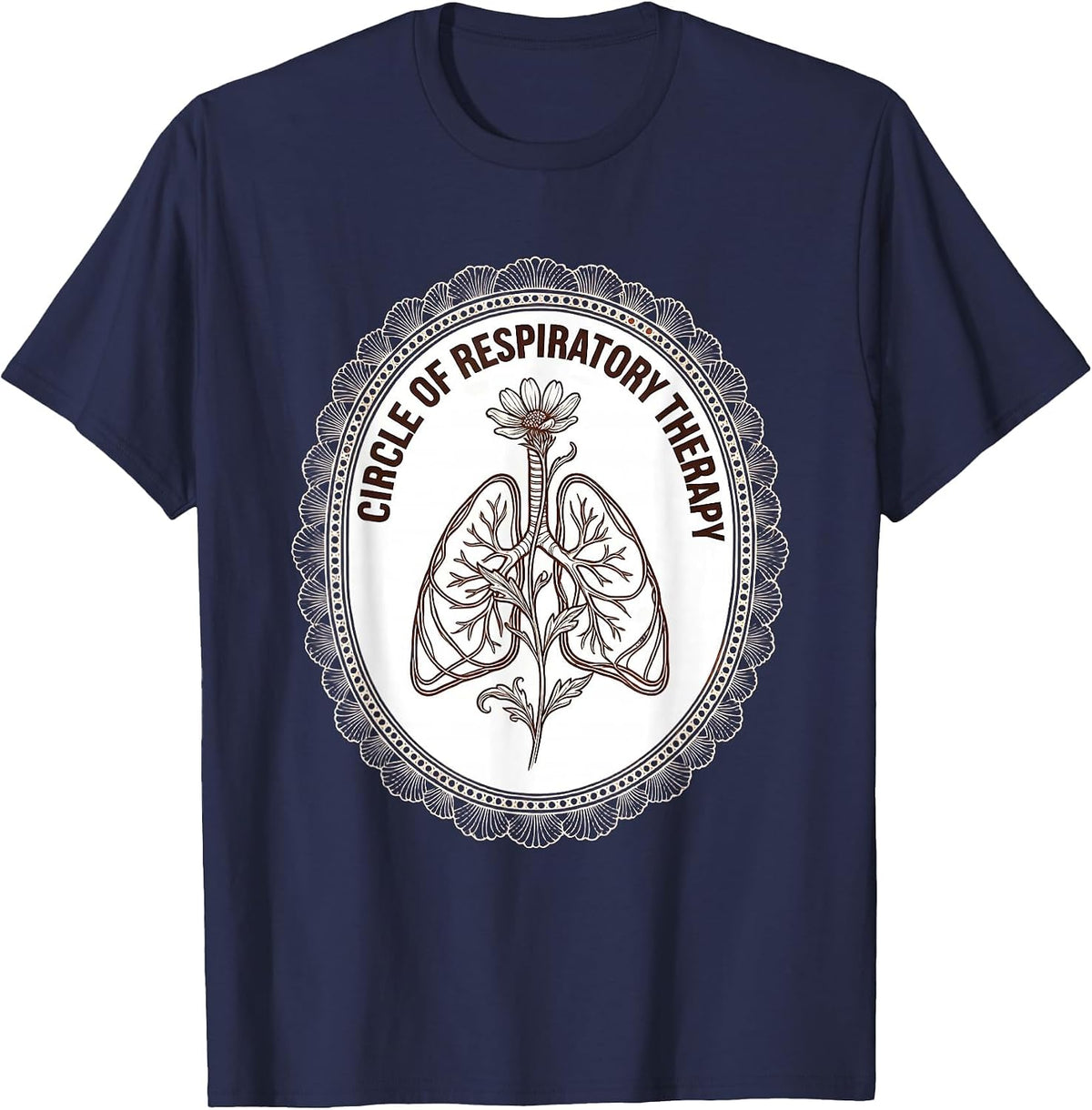 Circle of Respiratory Therapy Boho Minimalist RT Care Week T-Shirt - Navy Blue