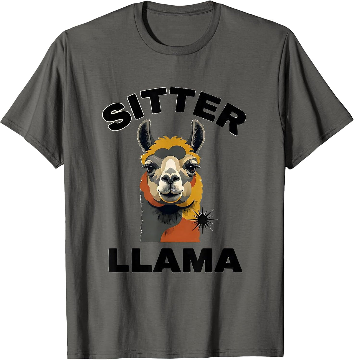 Sitter Llama Midcentury Modern Funny Llama Alpaca Lover Gift T-Shirt - Asphalt Grey