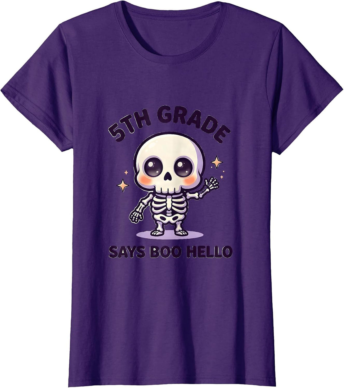 Women's 5th Grade Says Boo Hello Cute Kawaii Halloween Teacher T-Shirt - Purple