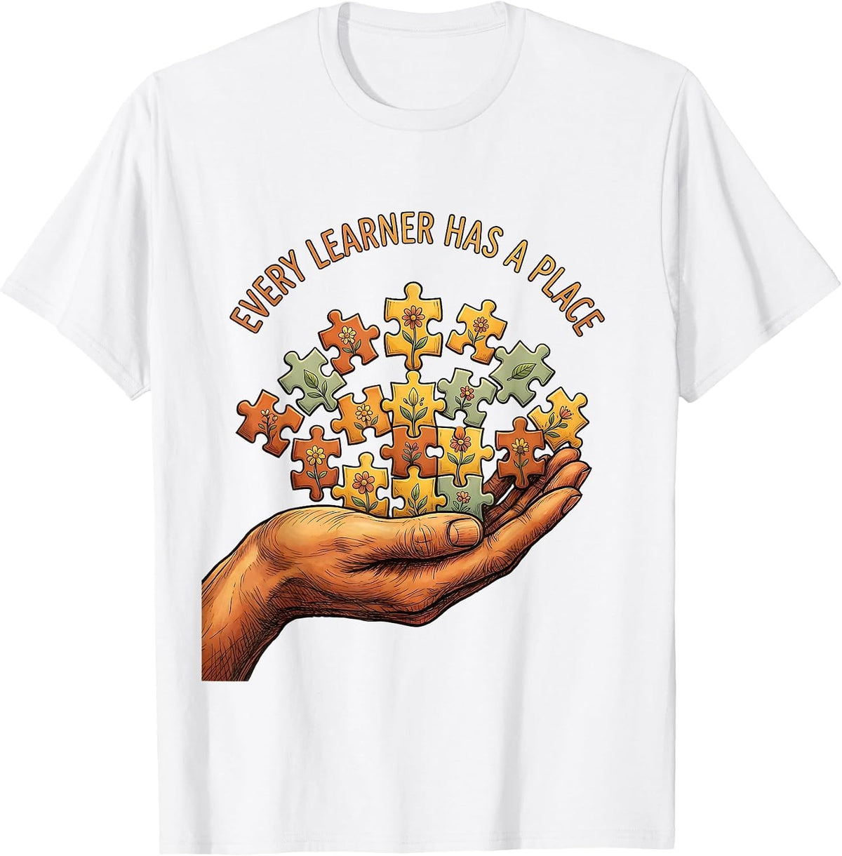 Men's Every Learner Has A Place Sped Teacher Design T-Shirt - White