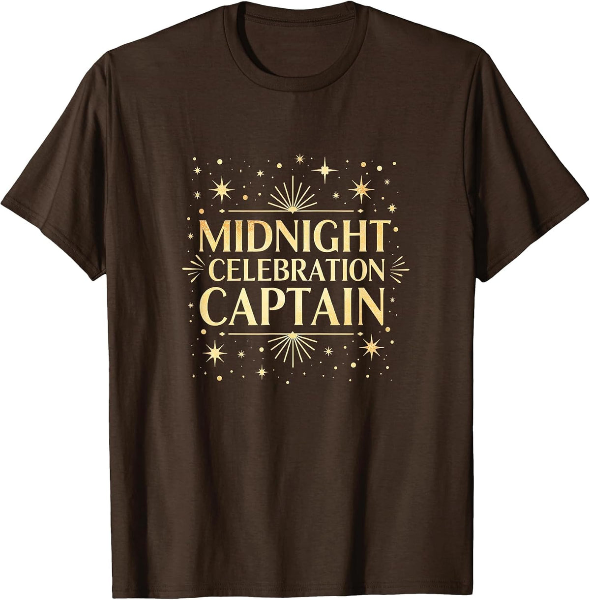 Midnight Celebration Captain New Years Eve Design T-Shirt - Brown