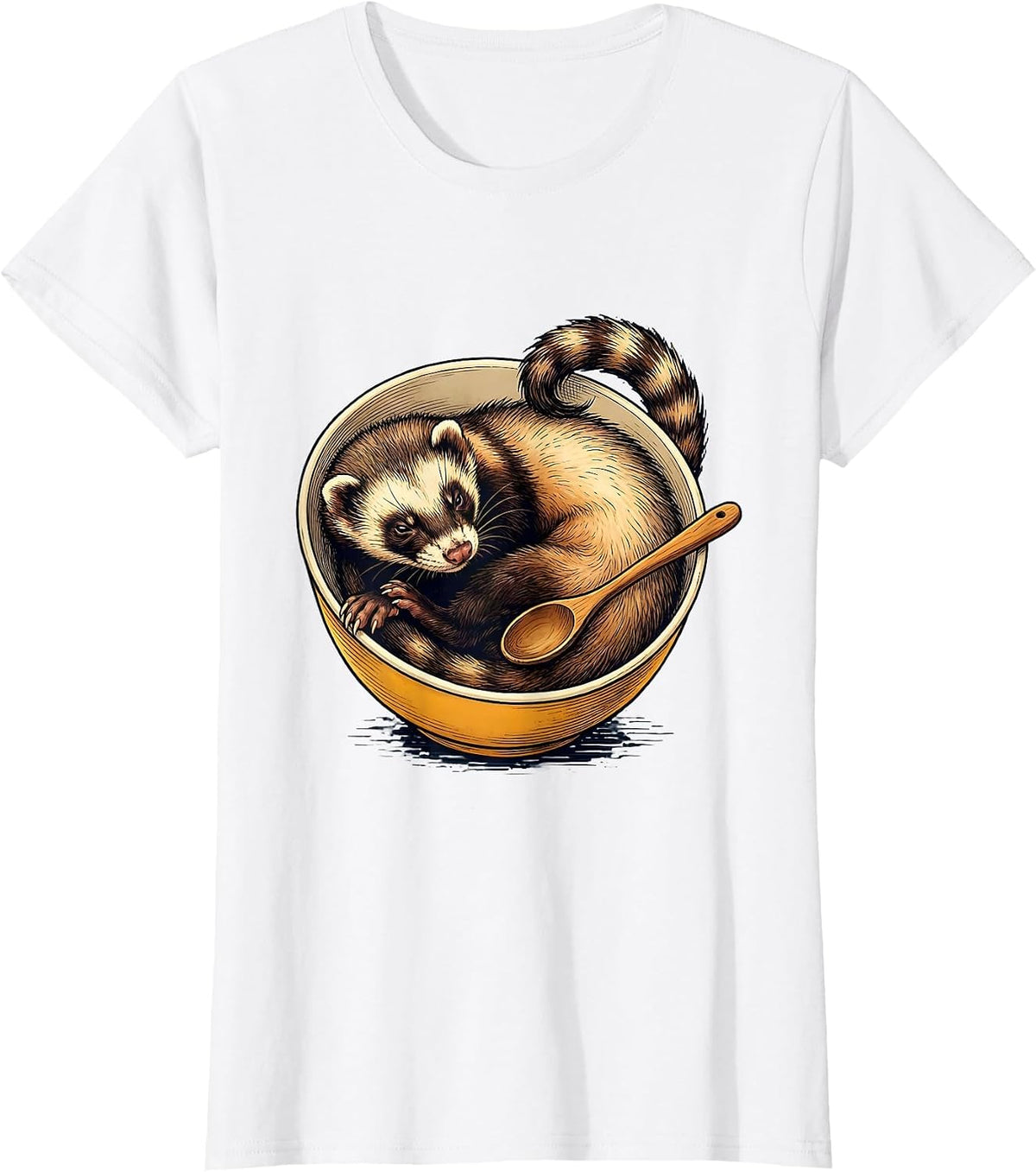Masked Ferret Sleepy Kitchen Humor Ferret Lover Gift T-Shirt - White